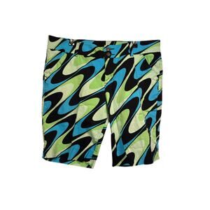 Loudmouth Shorts Womens 10 Green Blue Multicolor Golf Bermuda Psychedelic Swirl